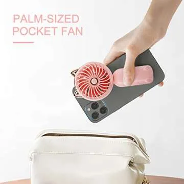 QearFun Portable Cat Ear Handheld Fan - 3 Speeds & USB Rechargeable