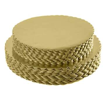 ONE MORE 30-Pack Cake Board Rounds, Circle Cardboard Base Boards, 8, 10 and 12-Inch. Perfect for Cake Decorating, 10 of Each Size (Gold, 30)