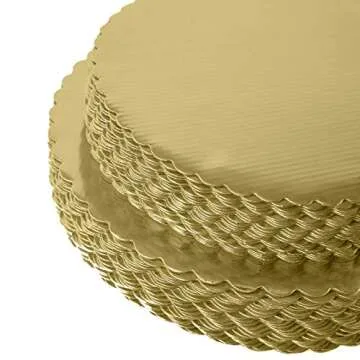 ONE MORE 30-Pack Cake Board Rounds, Circle Cardboard Base Boards, 8, 10 and 12-Inch. Perfect for Cake Decorating, 10 of Each Size (Gold, 30)