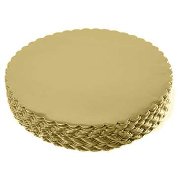ONE MORE 30-Pack Cake Board Rounds, Circle Cardboard Base Boards, 8, 10 and 12-Inch. Perfect for Cake Decorating, 10 of Each Size (Gold, 30)