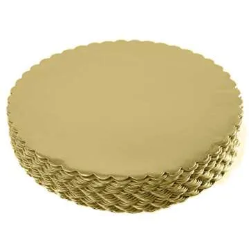 ONE MORE 30-Pack Cake Board Rounds, Circle Cardboard Base Boards, 8, 10 and 12-Inch. Perfect for Cake Decorating, 10 of Each Size (Gold, 30)