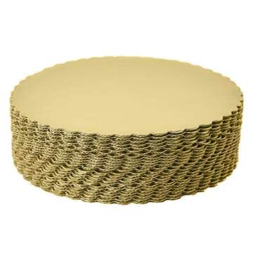ONE MORE 30-Pack Cake Board Rounds, Circle Cardboard Base Boards, 8, 10 and 12-Inch. Perfect for Cake Decorating, 10 of Each Size (Gold, 30)