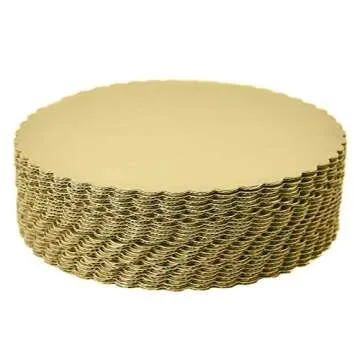 ONE MORE 30-Pack Cake Board Rounds, Circle Cardboard Base Boards, 8, 10 and 12-Inch. Perfect for Cake Decorating, 10 of Each Size (Gold, 30)