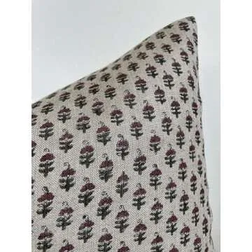 Generic Canyon Theory Hand Block Print Organic Linen 14x20 Inch Lumbar Throw Pillow Cover: Indoor Outdoor Sustainable Handmade Vintage Decorative Cushion Cover (Birdie)