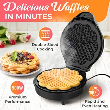 Mueller WaffleWiz Heart Waffle Maker - 5 At Once, Non-Stick