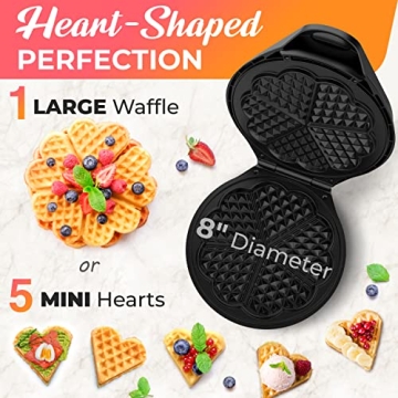 Mueller WaffleWiz Heart Waffle Maker - 5 At Once, Non-Stick