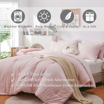 HAOWANER Light Pink Comforter Set Queen, Pink Queen Comforter Set, Blush Pink Comforter Full Size, Pink Bed Set Queen Comforter Set Pink Comforter Queen, Blush Comforter Set Queen, Pink Bed Comforter