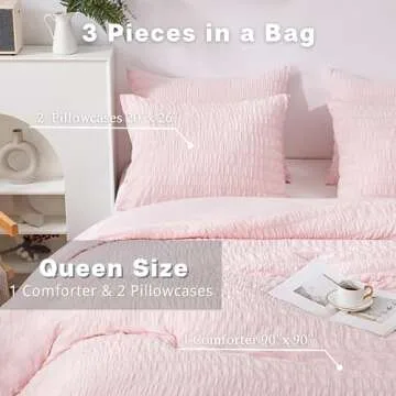HAOWANER Light Pink Comforter Set Queen, Pink Queen Comforter Set, Blush Pink Comforter Full Size, Pink Bed Set Queen Comforter Set Pink Comforter Queen, Blush Comforter Set Queen, Pink Bed Comforter