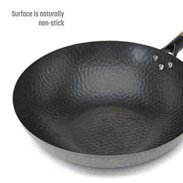 Goodful 13-Inch Hammered Wok Pan with Lid, Non-Stick