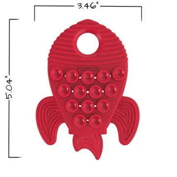 POPPIES Red Rocket Silicone Teether - BPA-Free Fun for Babies