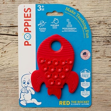 POPPIES Red Rocket Silicone Teether - BPA-Free Fun for Babies