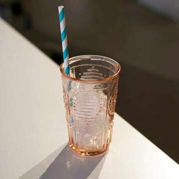 Bormioli Rocco Romantic Set Of 4 Cooler Glasses, 16 Oz. Colored Crystal Glass, Cotton Candy Pink, Made In Italy.