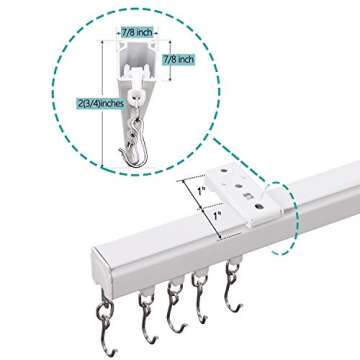 ChadMade Aluminum Ceiling Curtain Track Set with Hooks, 9ft - 12ft Adjustable Length Ceiling/Wall Mo...