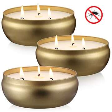Tuyai Citronella Candles Gift Set - Indoor & Outdoor 3-Wick Soy Wax