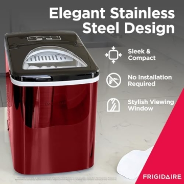 Frigidaire Red Stainless Steel Ice Maker, 26lb per day