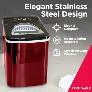 Frigidaire Red Stainless Steel Ice Maker, 26lb per day