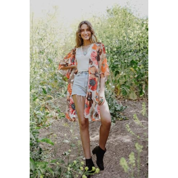 Floral Print Kimono Cardigan for Women Casual Cover Up