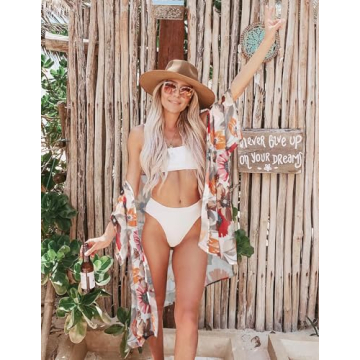 Floral Print Kimono Cardigan for Women Casual Cover Up