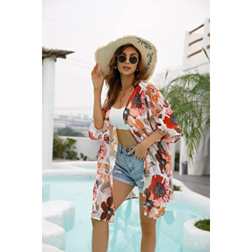 Floral Print Kimono Cardigan for Women Casual Cover Up
