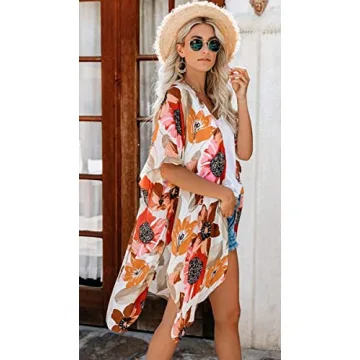 Floral Print Kimono Cardigan for Women Casual Cover Up