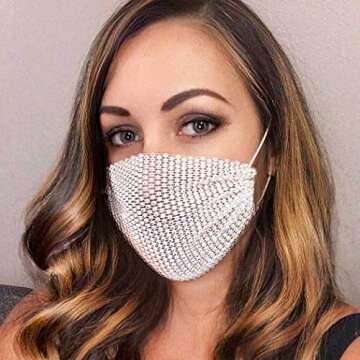 Barode Sparkly Rhinestone Mesh Mask Crystal Colorful Masquerade Ball Party Nightclub Face Masks Vene...