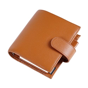 Moterm Pocket Luxe Rings Planner - Genuine Leather Binder Organizer (Pebble-Burnt Orange, 30mm Ring)