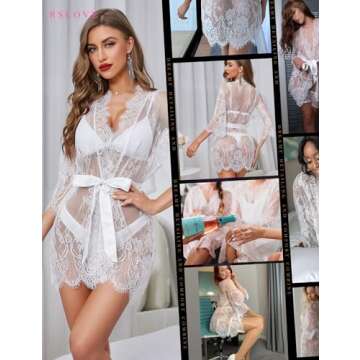Elegant White Lace Robe for Romantic Occasions and More