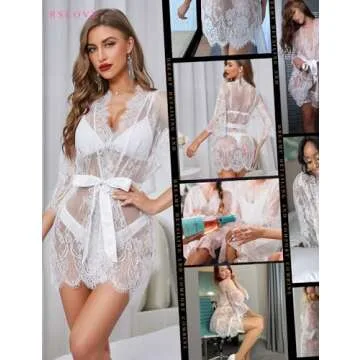 Elegant White Lace Robe for Romantic Occasions and More