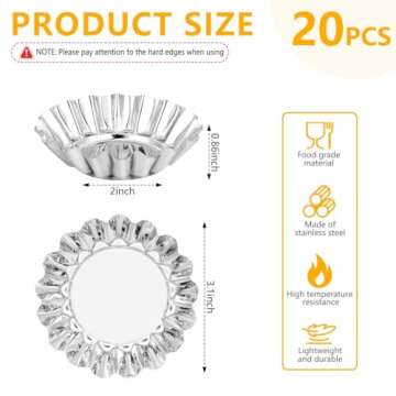 OBTANIM 20 Pcs Stainless Steel Mini Tart/Pie Pans – 3 Inch Baking Mold