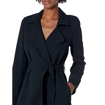 Amazon Brand - Lark & Ro Women's Lightweight Trench Coat, Black, 4