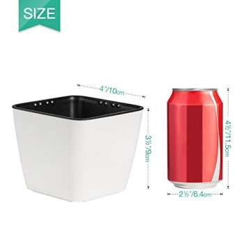 T4U 4 Inch Self Watering Plastic Planter with Liner Pack of 6 - Matte White, Modern Decorative Small Planter Pot for House Plants, Aloe, Herbs, African Violets, Succulents and More