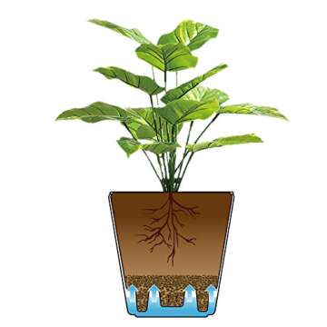 T4U 4 Inch Self Watering Plastic Planter with Liner Pack of 6 - Matte White, Modern Decorative Small Planter Pot for House Plants, Aloe, Herbs, African Violets, Succulents and More