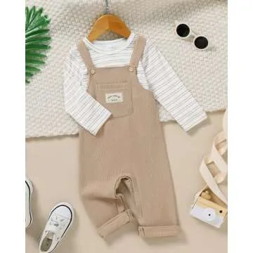 ZOEREA Toddler Baby Boys Clothes Outfit Long Sleeve T-Shirt and Romper Set Cute Jumpsuit Overalls So...