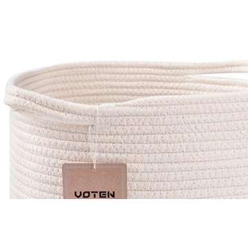 voten Storage Cubes 13x13’’ for Cube Shelves Organzier,Cotton Rope Storage Bin,Multipurpose Woven Storage Basket for Storage/Organizing,Cube Storage Bin 13x13’’ for Closet,Toys,3Packs Round Off White