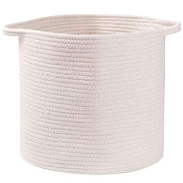 voten Storage Cubes 13x13’’ for Cube Shelves Organzier,Cotton Rope Storage Bin,Multipurpose Woven Storage Basket for Storage/Organizing,Cube Storage Bin 13x13’’ for Closet,Toys,3Packs Round Off White