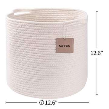 voten Storage Cubes 13x13’’ for Cube Shelves Organzier,Cotton Rope Storage Bin,Multipurpose Woven Storage Basket for Storage/Organizing,Cube Storage Bin 13x13’’ for Closet,Toys,3Packs Round Off White