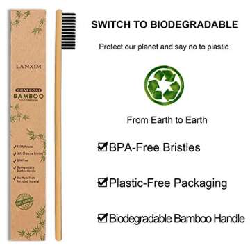Natural Biodegradable Bamboo Toothbrushes - Eco-Friendly Pack