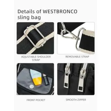 Lightweight WESTBRONCO Quilted Sling Bag for Women
