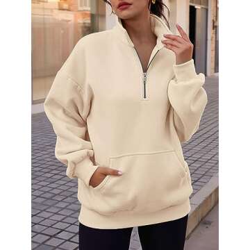 Trendy Queen Women's Zip Up Hoodies Oversized Sweatshirts for Fall and Winter Fashion