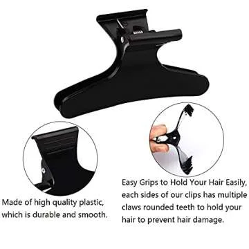 24 Pack Butterfly Clamps Hair Claw Clips Salon Hair Clips for Sectioning, Styling, Cutting, Coloring Large Pro Hair Clips Butterfly Hairdressing Hair Accessories for Women Girls (Black)