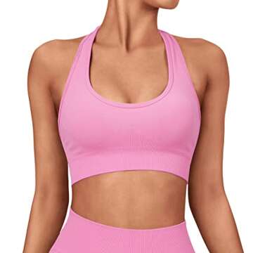 SUUKSESS Women's Seamless Halter Sports Bra - Medium Pink