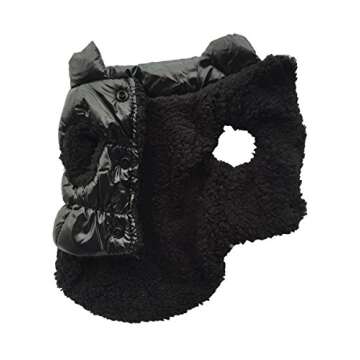 Vedem Dog Warm Fleece Puffer Vest Coat Cold Weather Pet Jacket Quilted Vest Clothes for Cats and Small Dogs (S, Black)