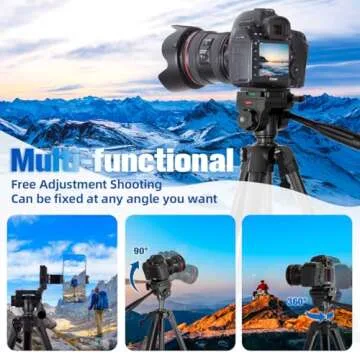 Camera Tripod, 74" DSLR Camera Tripod with 2 QR Plates for Sony/Nikon/Canon, Lightweight Video Tripod Stand for Travelling, Phone Tripod with Fluid Head/Phone Holder/Wireless Remote Max.Load 6kg