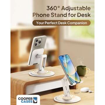 Cooper 360° Stand - Adjustable Cell Phone Stand for Desk | 360° Click-Rotating Mobile Stand, Multi...