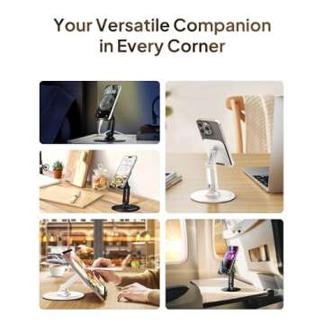 Cooper 360° Stand - Adjustable Cell Phone Stand for Desk | 360° Click-Rotating Mobile Stand, Multi-Angle, Metal Base, Foldable, Portable | Office Phone Stand Desk, Cell Phone Holder Desk (Cream White)