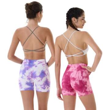AUROLA Dream Tie Dye Workout Shorts for Women Seamless Scrunch Soft Active Shorts,Deep Red Tie Dye,S
