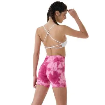 AUROLA Dream Tie Dye Workout Shorts for Women Seamless Scrunch Soft Active Shorts,Deep Red Tie Dye,S