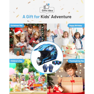 OUMURS DOT Youth Dirt Bike Helmet with Goggles & Gloves for 5-14 Years Old, Kid ATV Helmet for Youth Boys Girls, Four Wheeler Helmet Kids, Motocross BMX MX UTV Offroad Street Go Kart Riding Dirt Bike