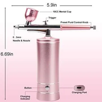 Airbrush Kit, Cordless Airbrush Gun Kit with Compressor, Rechargeable Handheld Airbrush Kit Paint Set, Portable Mini Airbrush Makeup Machine Kit, for Cake Decorating, Nail Art, Tattoo