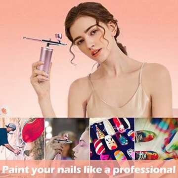 Airbrush Kit, Cordless Airbrush Gun Kit with Compressor, Rechargeable Handheld Airbrush Kit Paint Set, Portable Mini Airbrush Makeup Machine Kit, for Cake Decorating, Nail Art, Tattoo
